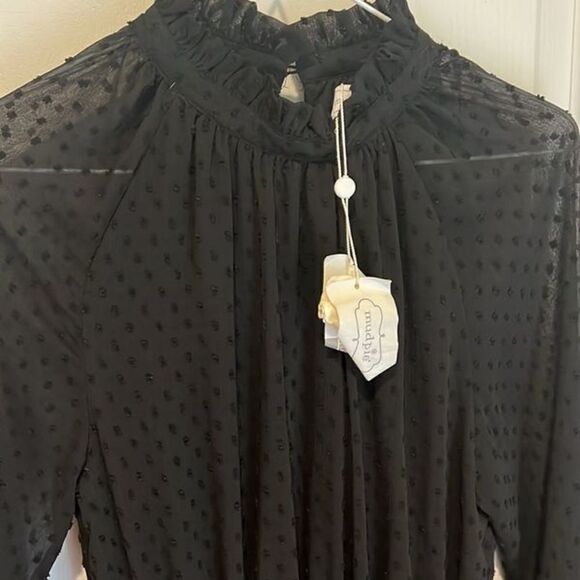 Mud Pie Victoria Smocked Dress in Black - Picture 2 of 7